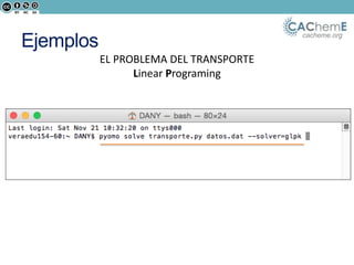 cacheme.org
Ejemplos
EL PROBLEMA DEL TRANSPORTE
Linear Programing
 