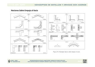 CONCEPTOS DE DETALLES Y ARMADO CON ACEROS
UNSCH – FIMGC
EFP. INGENIERIA CIVIL
“SISTEMATIZACIÓN DE DETALLES, HABILITACIÓN Y ARMADO DE ACEROS ASTM A615
PARA CONSTRUCCIONES DE CONCRETO ARMADO: Impacto Técnico, Económico y Ambiental”
Nociones Sobre Empuje al Vacío
 