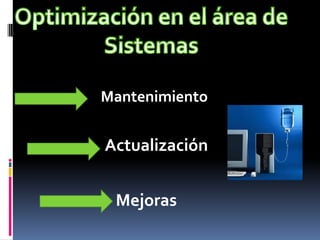 Mantenimiento
Actualización
Mejoras
 