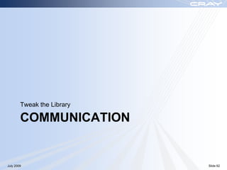 Tweak the Library

        COMMUNICATION


July 2009                   Slide 62
 