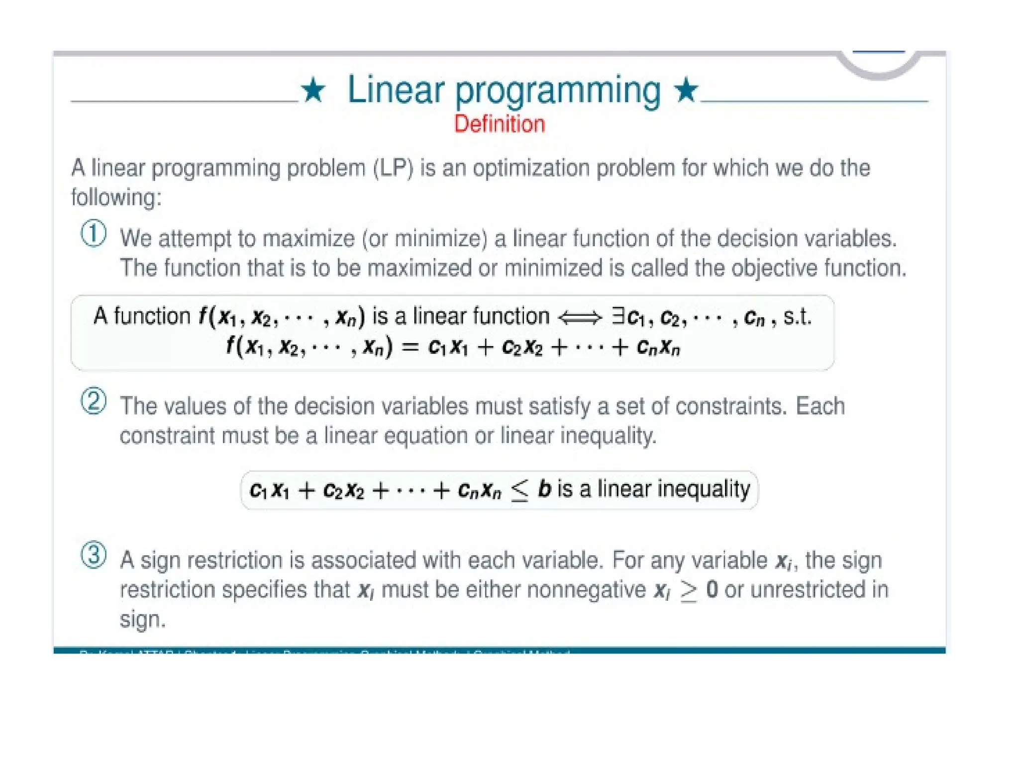 Introduction to mathematical optimization