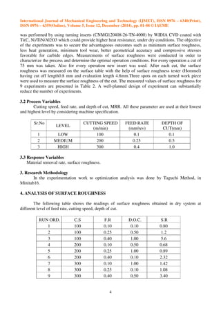 OPTIMIZATION OF TURNING PROCESS PARAMETER IN DRY TURNING OF SAE52100 ...
