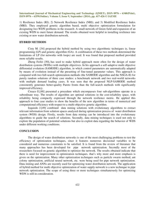 OPTIMIZATION TECHNIQUES FOR WATER SUPPLY NETWORK: A CRITICAL REVIEW | PDF
