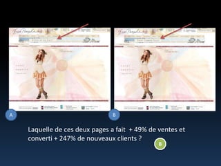 BALaquelle de cesdeux pages a fait  + 49% de ventes et converti + 247% de nouveaux clients ?B