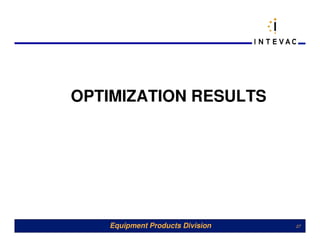 OPTIMIZATION RESULTS




   Equipment Products Division   27
 