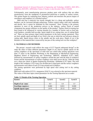 Optimization of cutting parameters in dry turning operation of mild ...