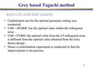Optimization of wedm process parameters using taguchi method | PPT