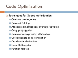 Optimization in Programming languages