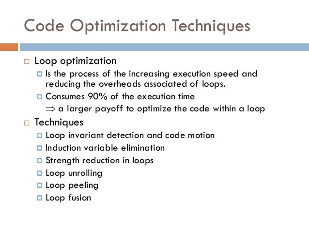 Optimization in Programming languages