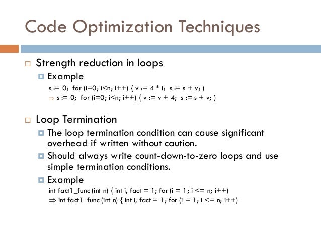 Optimization in Programming languages