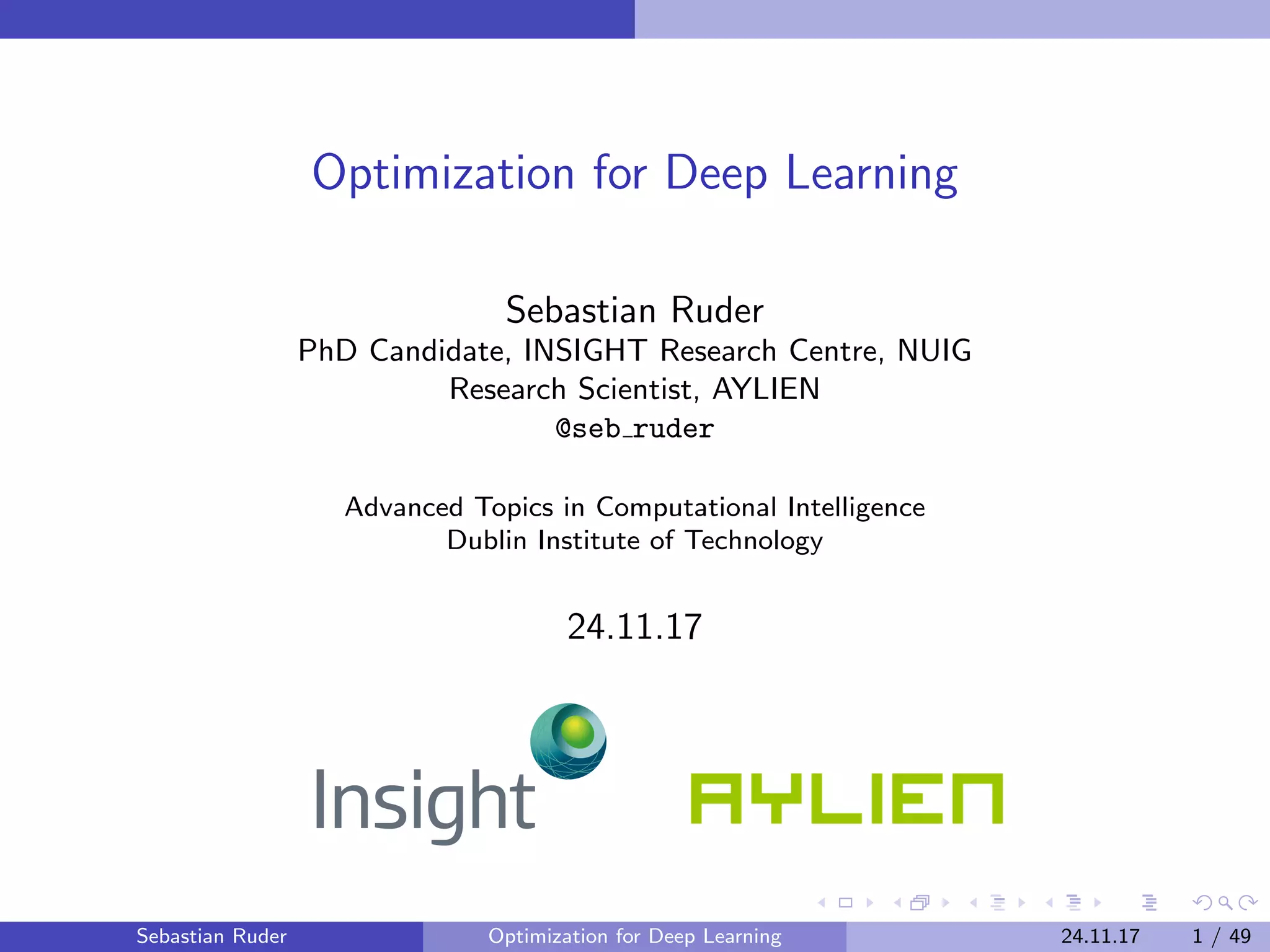 Optimization for Deep Learning | PDF
