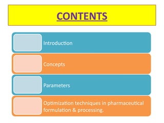 OPTIMIZATION TECHNIQUE in pharmaceutical formulation and processing | PPTX