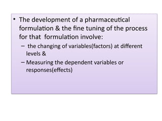 OPTIMIZATION TECHNIQUE in pharmaceutical formulation and processing ...