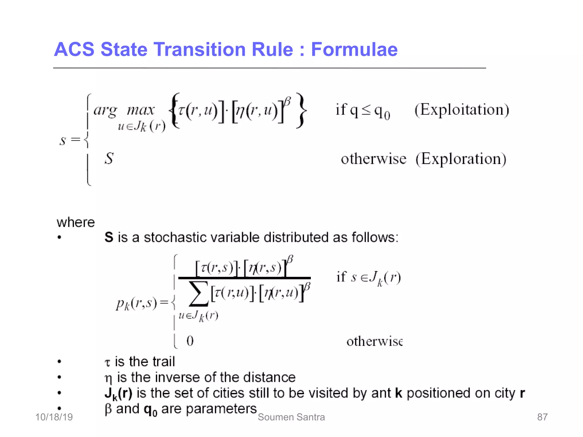 ACS State Transition Rule : Formulae
87
10/18/19 Soumen Santra 87
 