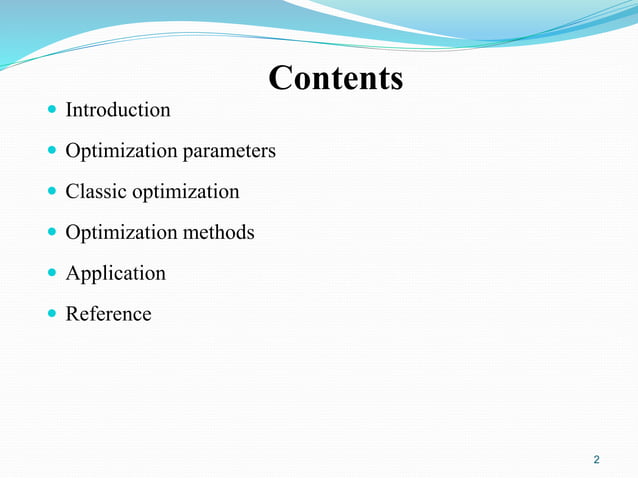 Optimization techniques | PPTX | Business | Business and Finance