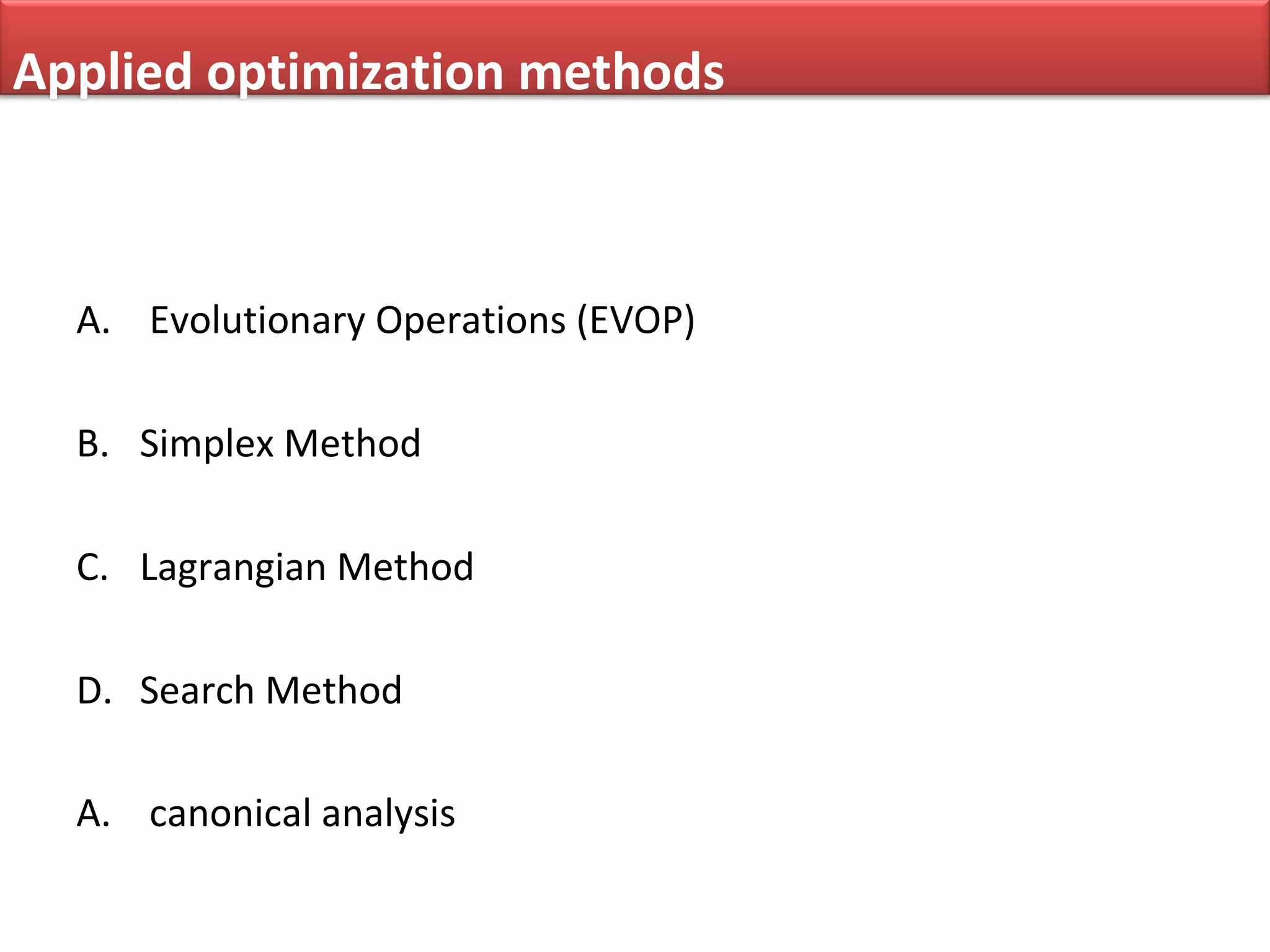 Optimization techniques | PPT