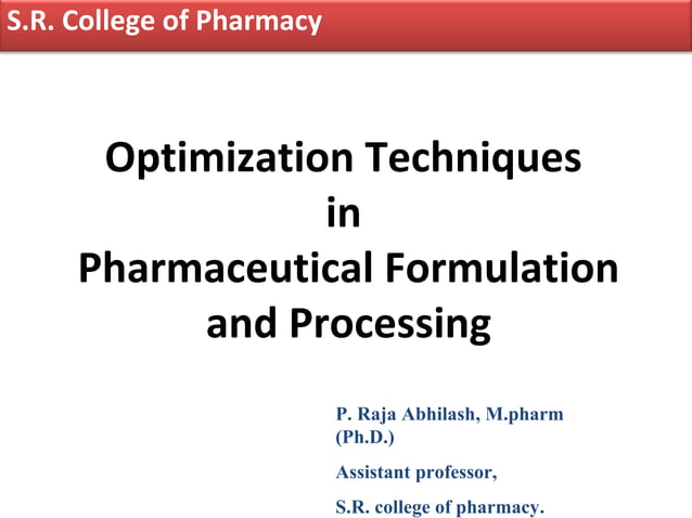 Optimization techniques | PPT