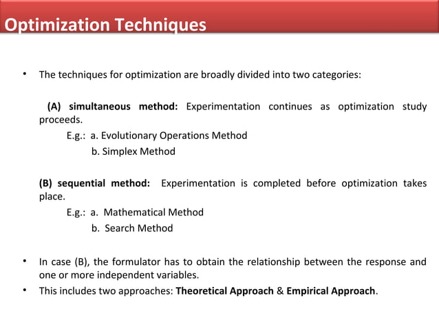 Optimization techniques | PPT