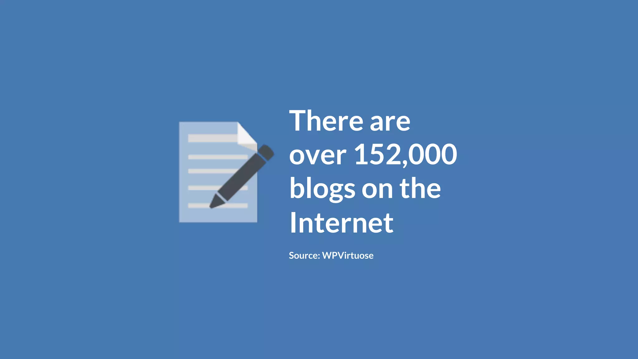 There are
over 152,000
blogs on the
Internet
Source: WPVirtuose
 