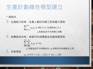 aӋģͽ
? ʽ
3. asaˆT¿r
4. ُYsÿµĒُY~
5. ؓ
?
?=1
10
??? ??  30   2,000(??/)
??aƷjƽMr
?
?=1
12
?
?=1
8
??? ??  ??
?? aƷjƽُɱ, ??iµĒُY
???  0 ? = 1,2,  , 12; ? = 1,2,  , 10
 