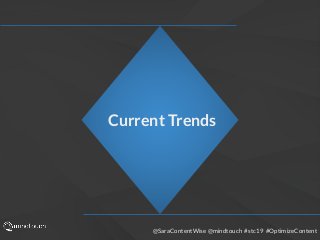 @SaraContentWise @mindtouch #stc19 #OptimizeContent
Current Trends
 