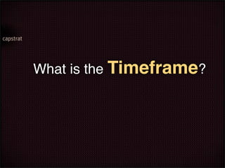 What is the Timeframe?
 