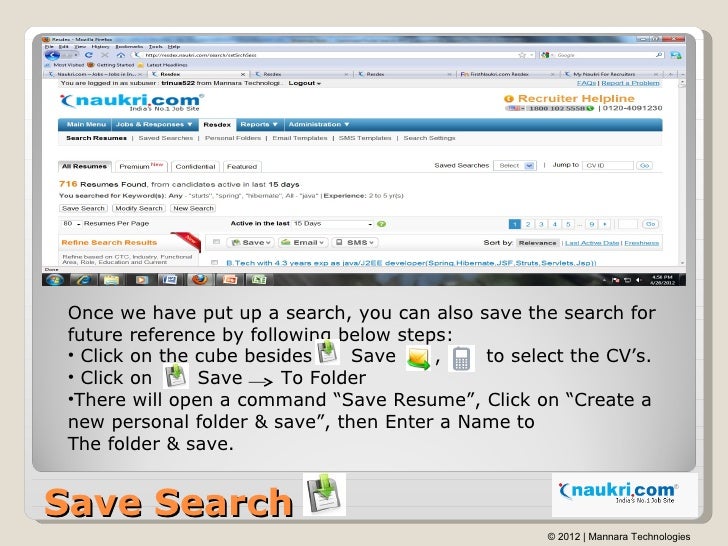 how to search resume in naukri
