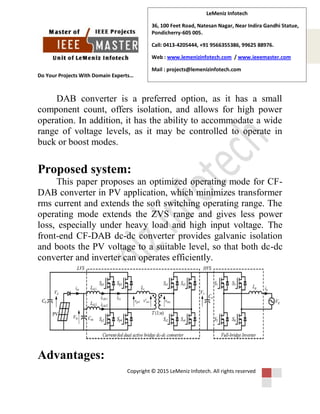 Optimized operation of current fed dual active bridge dc-dc converter ...