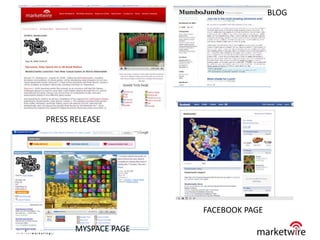 BLOG




PRESS RELEASE




                     FACEBOOK PAGE

      MYSPACE PAGE                          45
 