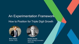 An Experimentation Framework
Brion Hickey
Growth, Cisco
How to Position for Triple Digit Growth
Hudson Arnold
Senior Strategy Consultant
Optimizely
 