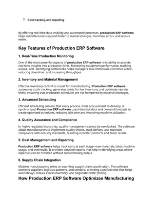 Optimize Manufacturing with Advanced Production ERP Software | PPTX