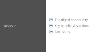 Agenda
The digital opportunity
Key benefits & solutions
Next steps
 