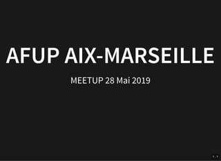 29/05/2019 MYSQL / MARIADB
localhost:8383/conference/mysql/optimyzeprime.html??print-pdf#/ 1/68
AFUP AIX-MARSEILLEAFUP AIX-MARSEILLE
MEETUP 28 Mai 2019
1 . 1
 