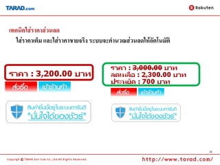 เทคนิคใส่ราคาส่วนลด
   ใส่ราคาเต็ม และใส่ราคาขายจริง ระบบจะคานวณส่วนลดให้อัตโนมัติ




                                                                 32
 