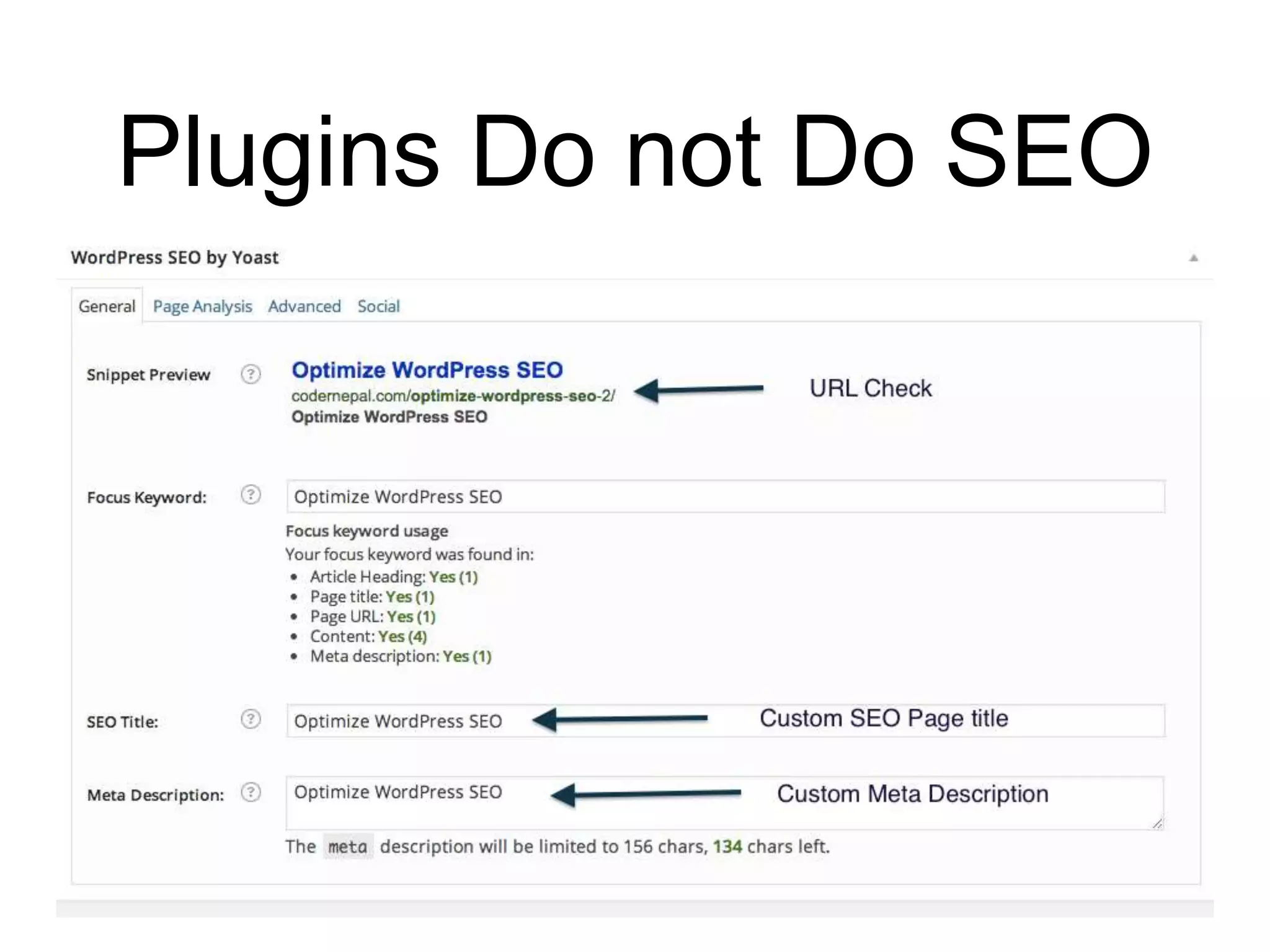 Plugins Do not Do SEO 
 