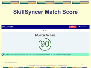 43
SkillSyncer Match Score
From SkillSyncer.com
© Copyright 2020 – Denis Curtin – www.JobSearchChicago.com – All Rights Reserved
 