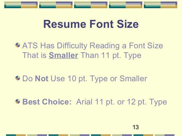 font and size for resumes