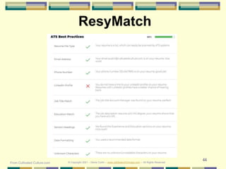 44
© Copyright 2021 – Denis Curtin – www.JobSearchChicago.com – All Rights Reserved
ResyMatch
From Cultivated Culture.com
 