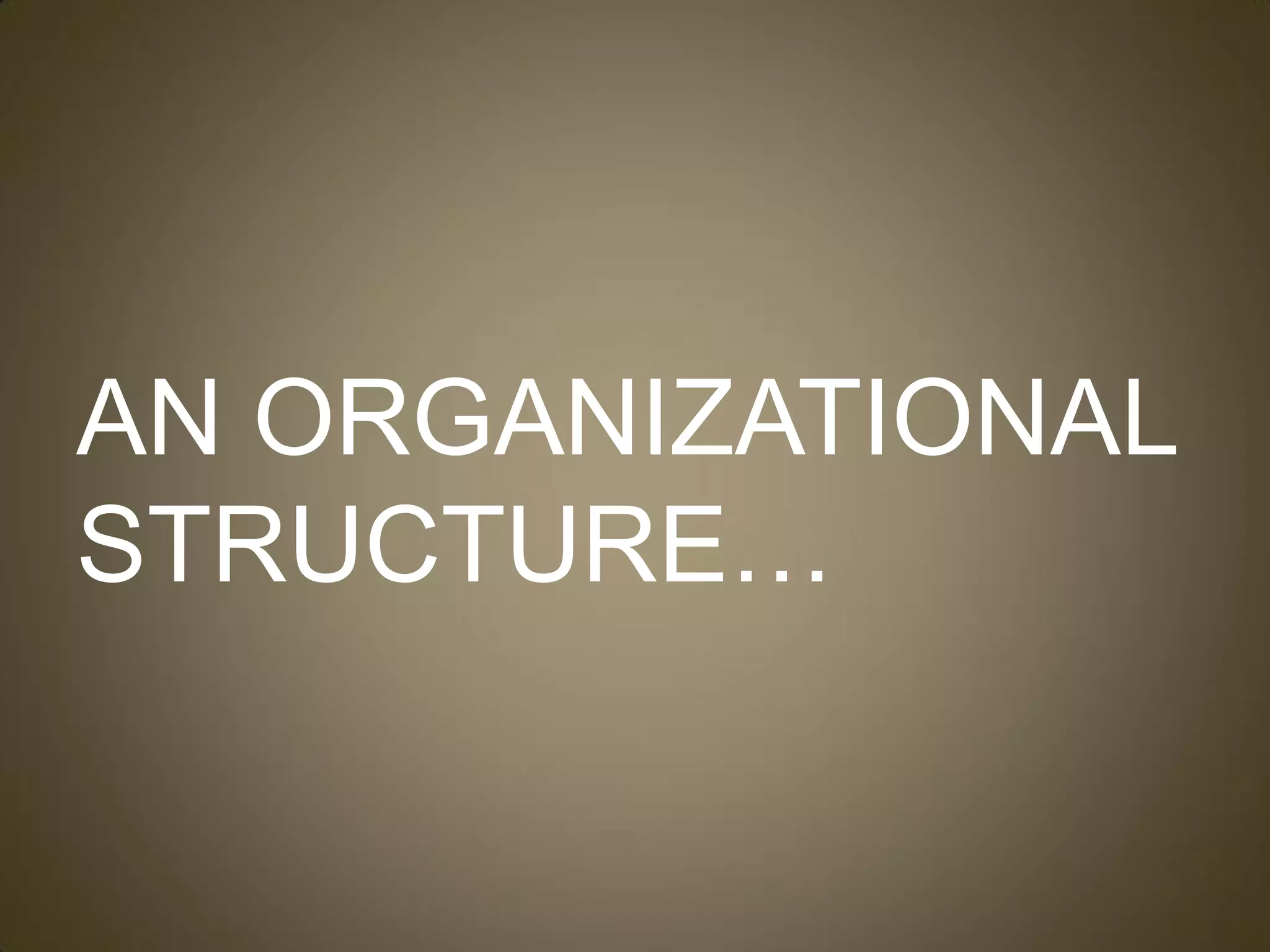 AN ORGANIZATIONAL
STRUCTURE…
 