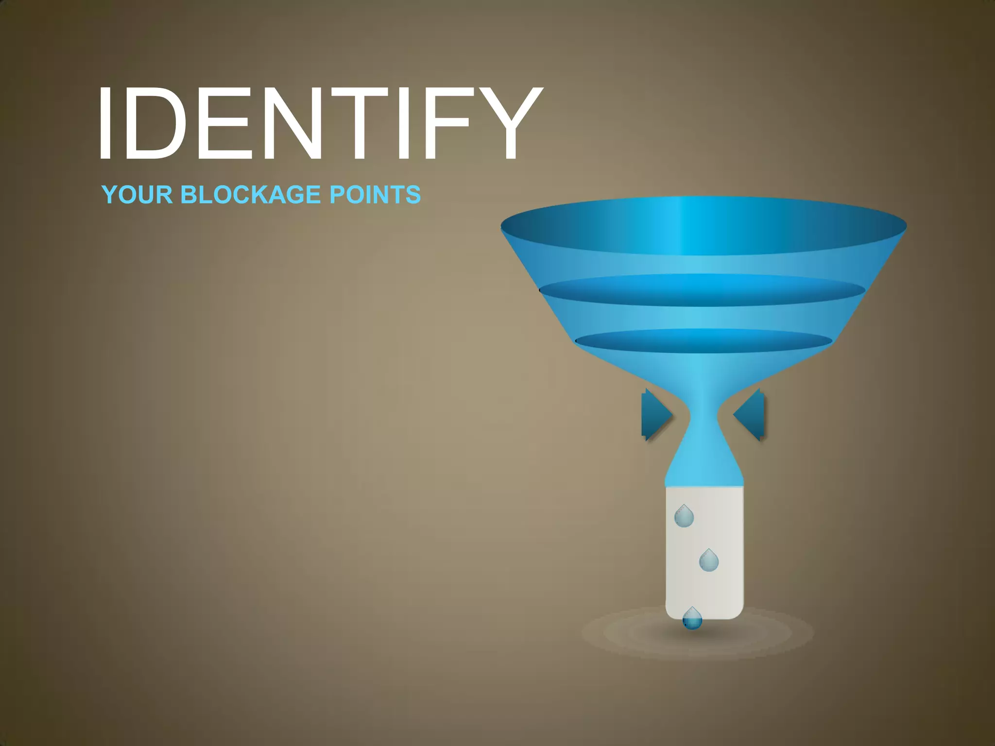 IDENTIFY
YOUR BLOCKAGE POINTS
 