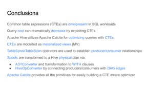 Optimizing Common Table Expressions in Apache Hive with Calcite | PDF
