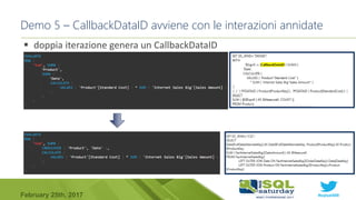 #sqlsat589February 25th, 2017
 doppia iterazione genera un CallbackDataID
Demo 5 – CallbackDataID avviene con le interazioni annidate
 