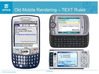 Old Mobile Rendering – TEXT Rules




                                Confidential
2010 Unica Corporation
 
