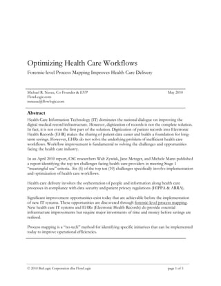Optimizing Health Care Workflows(May2010) | PDF