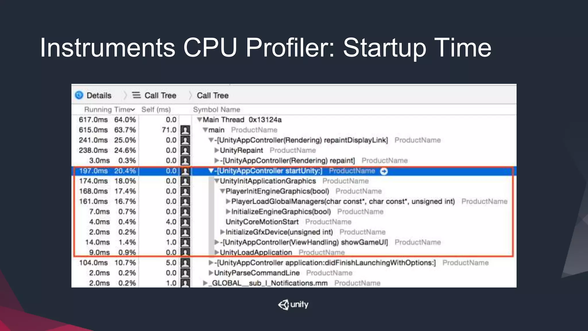 Instruments CPU Profiler: Startup Time
 