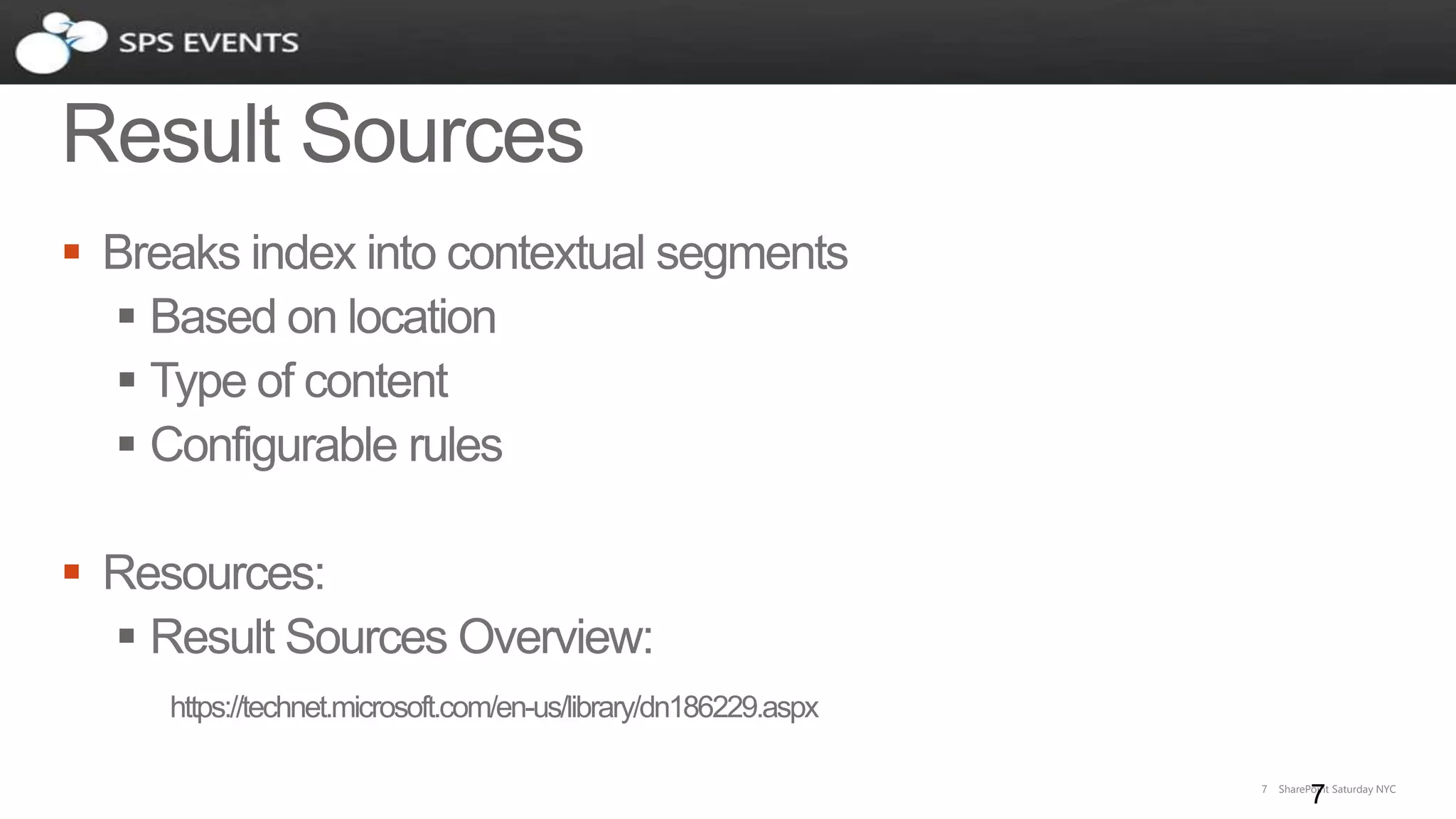 7 SharePoint Saturday NYC
7