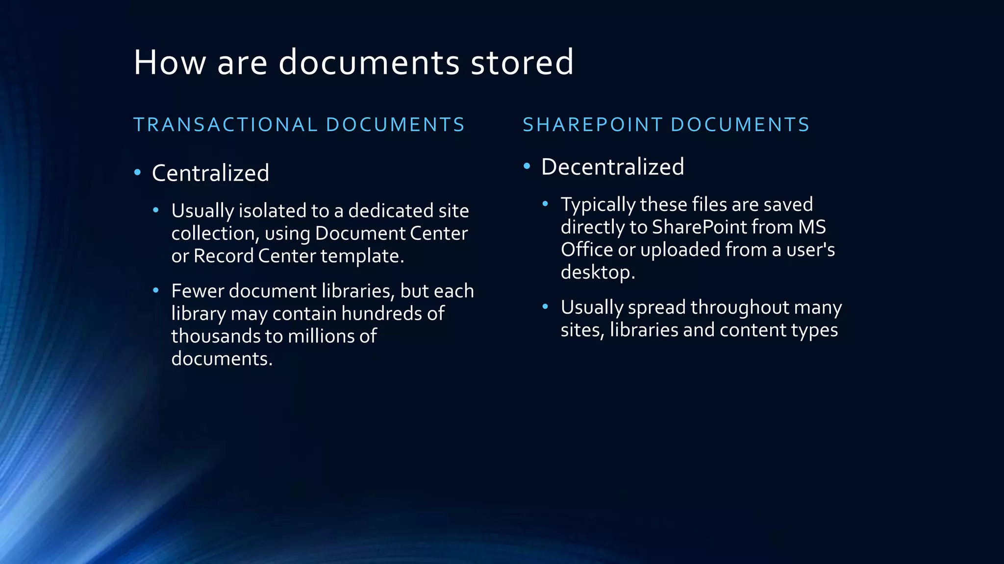 What about Metadata Navigation and Filtering?
• This native SharePoint feature does provide a limited query
builder …
• Allows users to query against specific SharePoint columns and choose
various search operators (Equals,At Most, At Least, On, Before, etc.)
• Filters document library providing results in a sortable, tabular display.
 