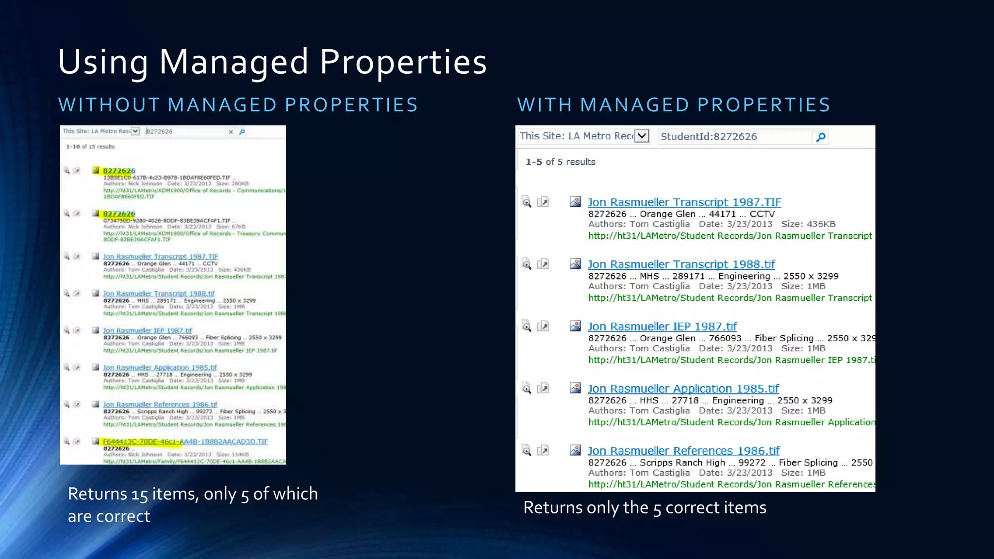 Creating Managed Properties
Unlike Crawled Properties (which are
always auto-generated by SharePoint…
Managed properties can be created in one
of three ways…
 