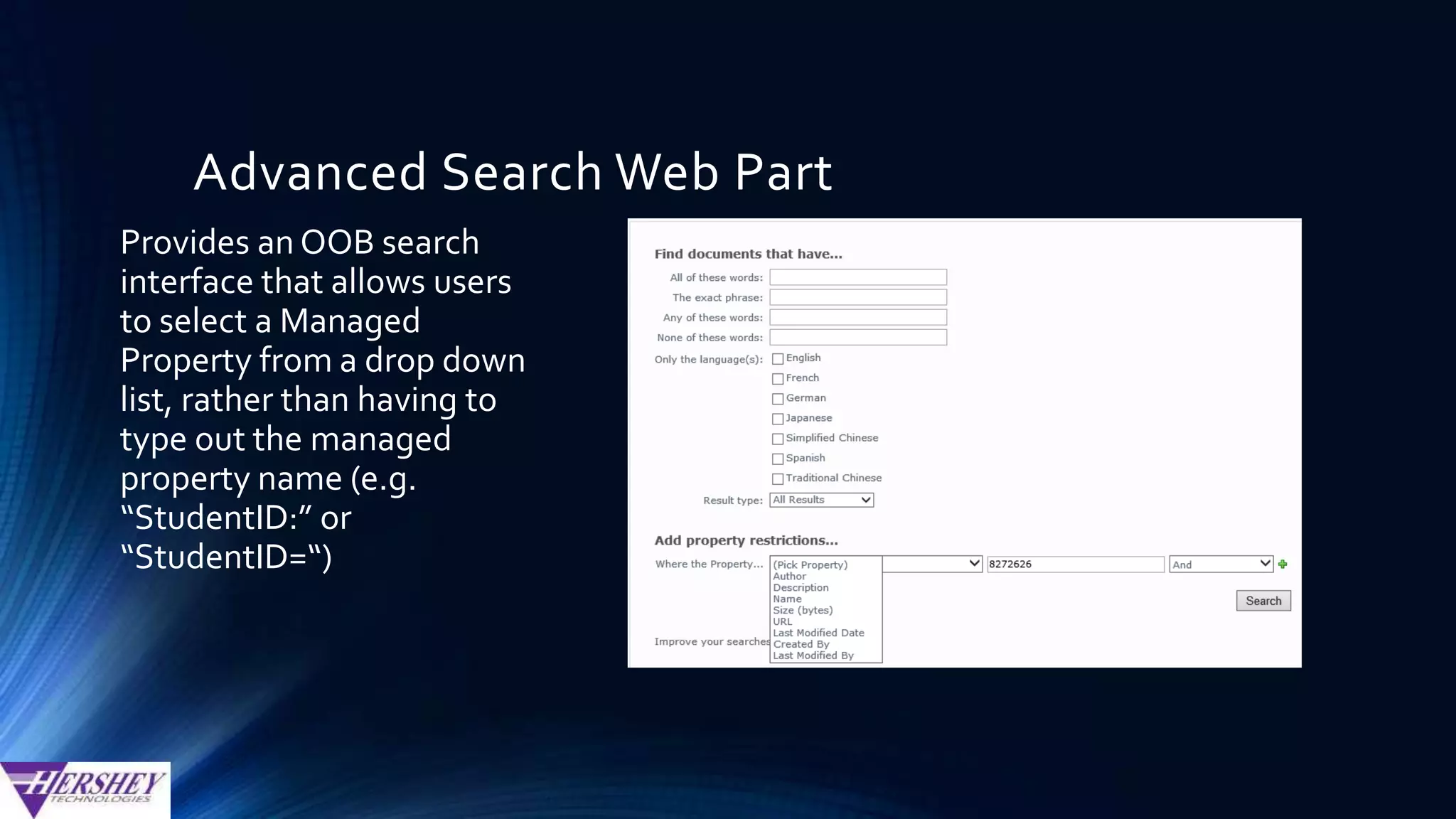 Creating Managed Properties (Option 1)
• SP2010: “Metadata
Properties” link
• SP2013: “Search Schema”
link
SP 2010 SP 2013
Managed Properties can be created
manually by a SharePoint Administrator
from the Search Service Application
configuration.
 
