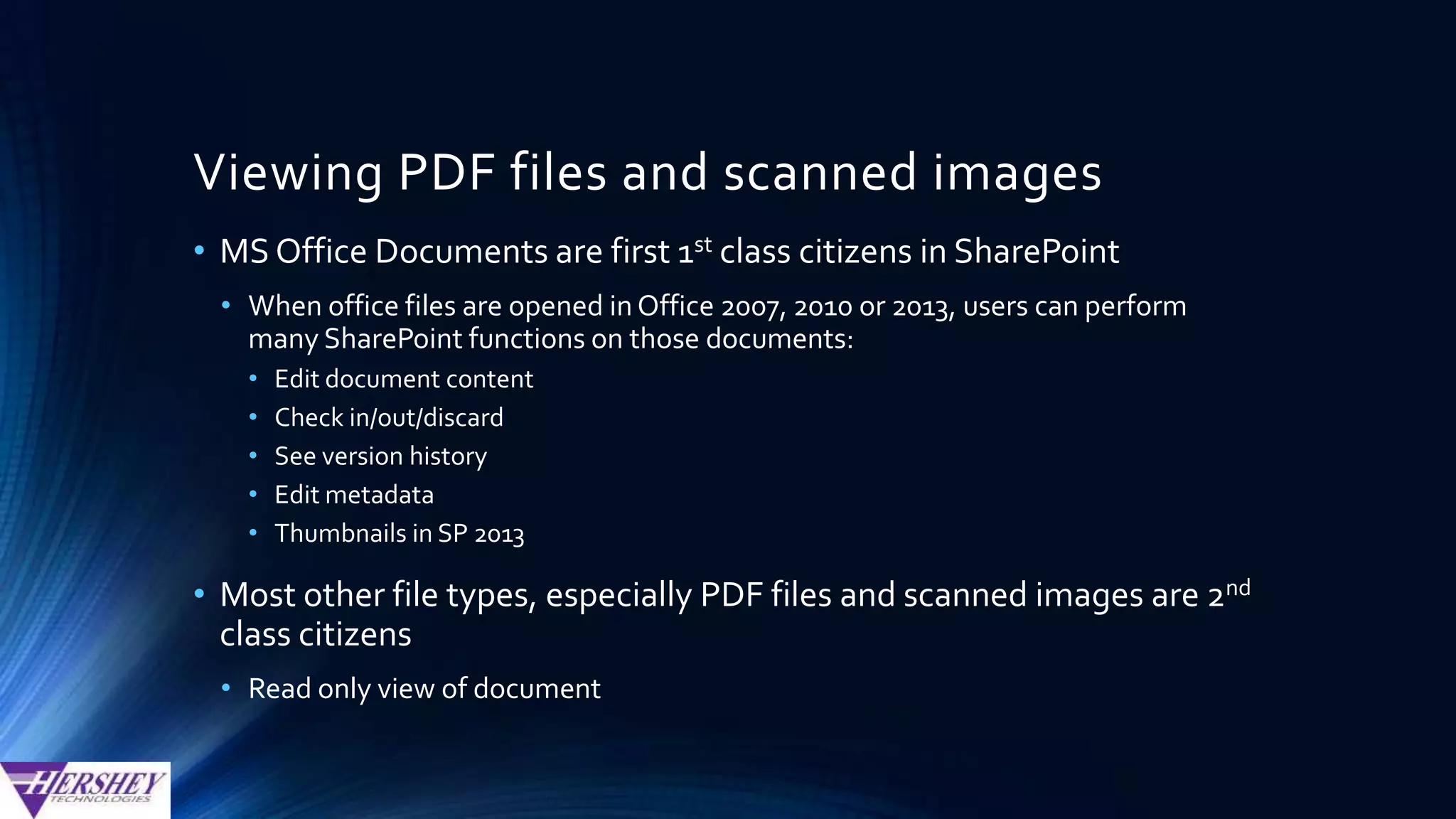 Vizit Essential - Integrated viewing of scanned
images and/or PDF documents in SharePoint
Visually
search
documents
with
thumbnails
and quick
previews
 